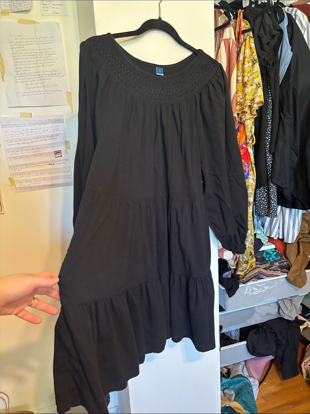 Old Navy Black Tiered Long Sleeve Dress